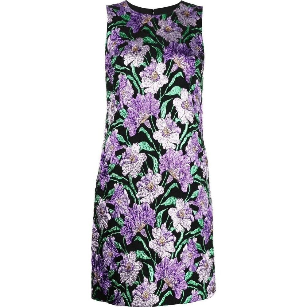 NWT.$4.5k Carolina Herrera Metallic Floral Brocade Shift Dress Sz 2 - Picture 6 of 16
